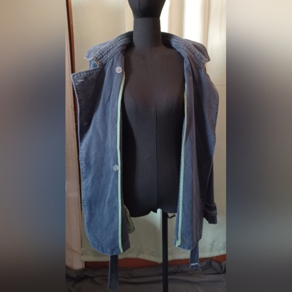 An Old Navy Women's Double-Breasted Denim Trench Coat Peacoat - Picture 11 of 14